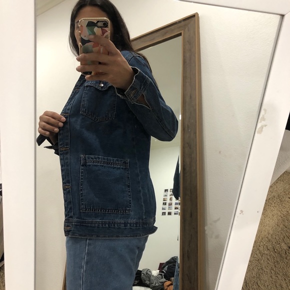 Long dark blue denim jacket - Picture 2 of 4